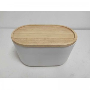 Bán buôn dài vớinắp bằng gỗ gốm sứ lưu trữ hộp bánh mì
